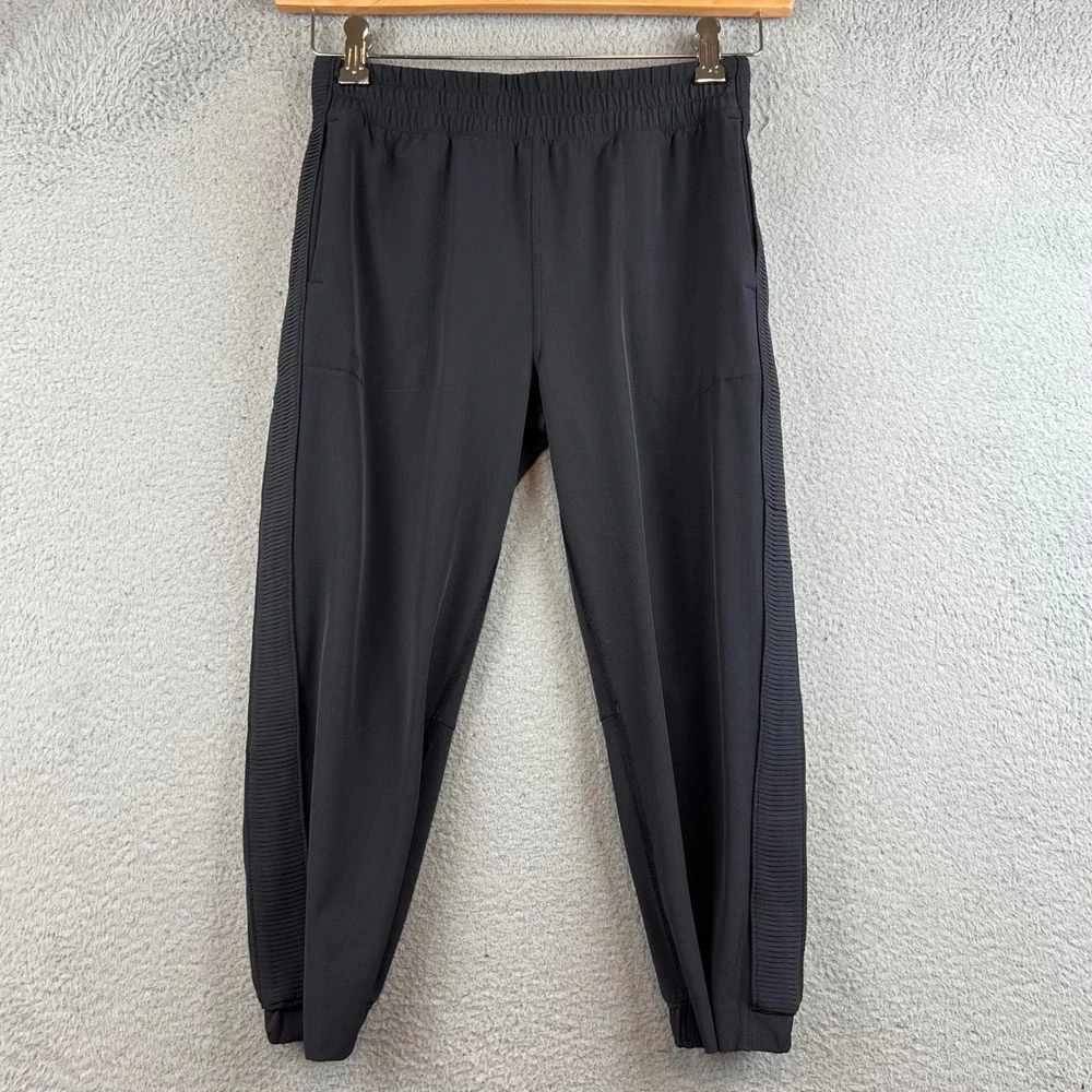 Ivivva Lululemon Girls Black Joggers Athletic Pants Ribbed Trim Size 14